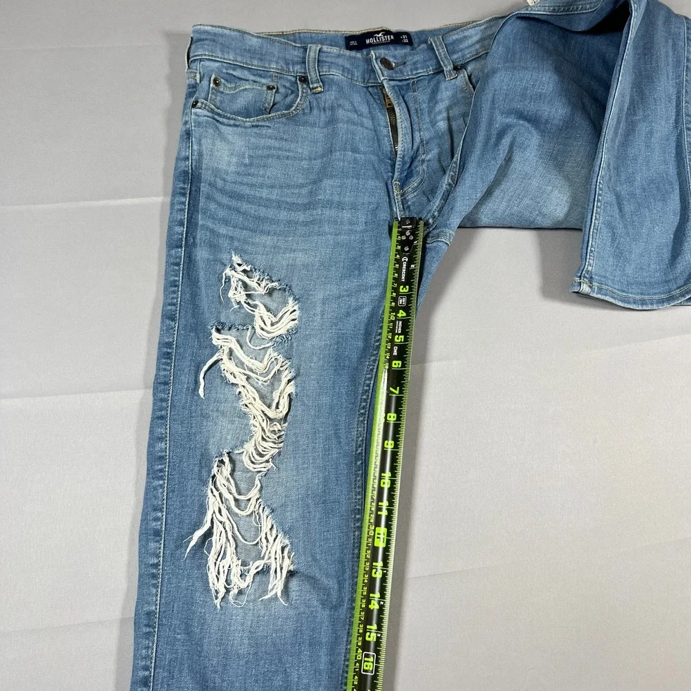 Hollister Skinny Fit Jeans Womens 31x32 Blue Denim Advanced Stretch Distressed